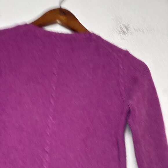 VTG GAP Stretch Lambswool Sweater Women XS Purple Prep 90s Retro Button Up Warm - Picture 7 of 10